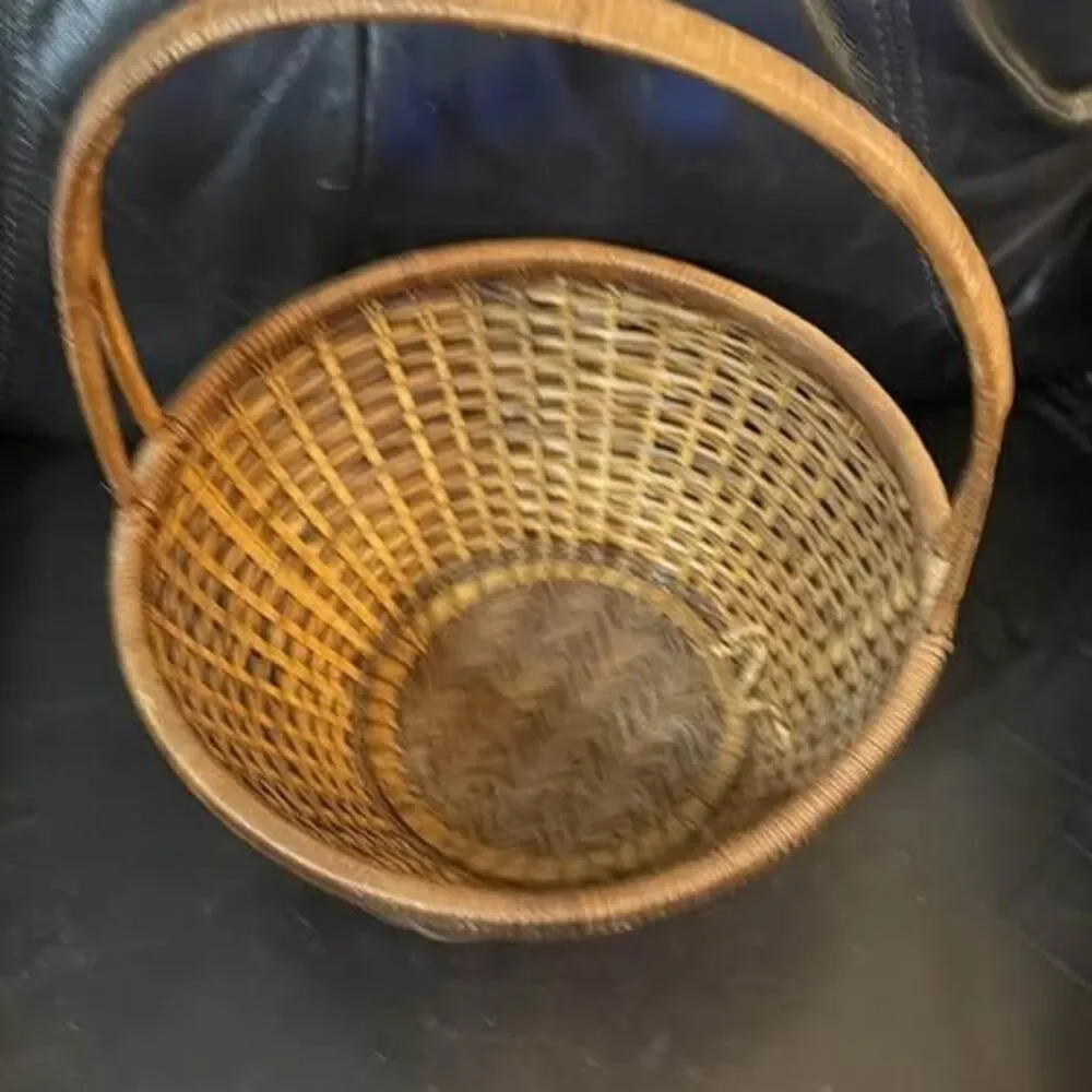 Vintage Woven Wicker Basket with Handle